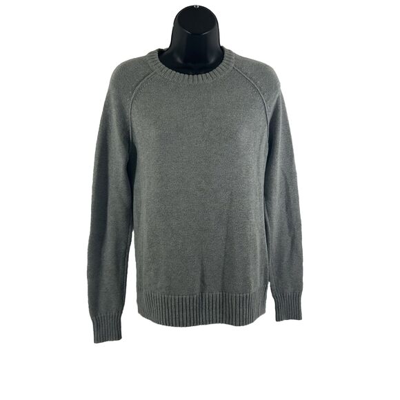 JEANNE PIERRE Sweaters - Jeanne Pierre Gray Crewneck Sweater Raglan Sleeve Rib Knit Trim Womens S